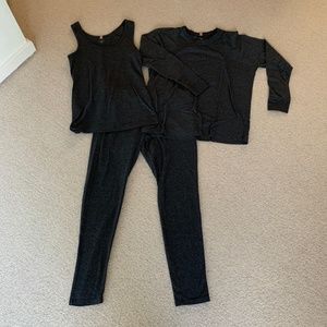 Lunya XL gray 3 piece set: pants + 2 tops